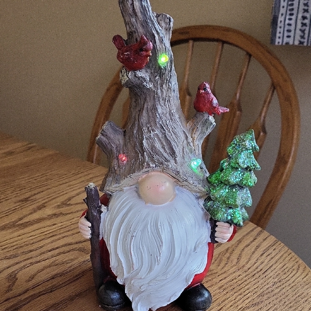 Whimsical Holiday Gnome with LED Tree